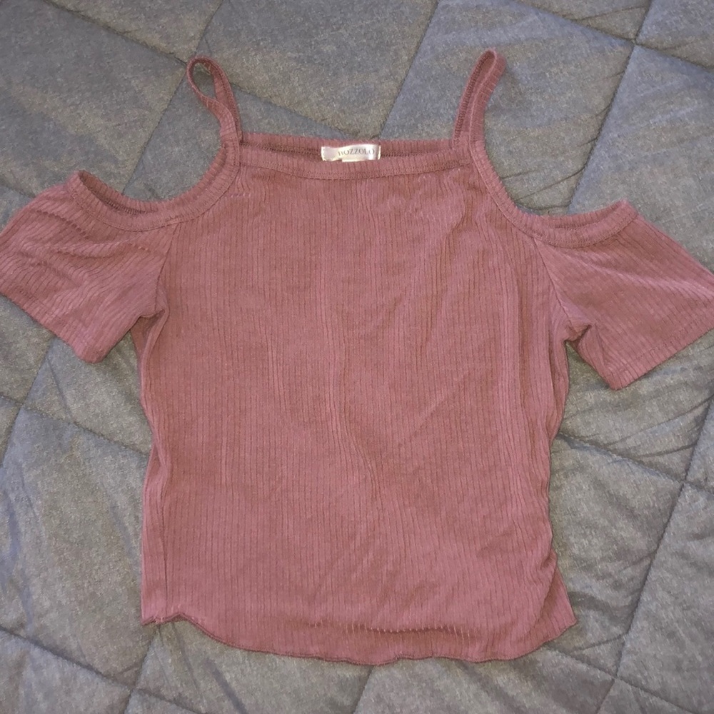 fitted bozzolo mauve crop top